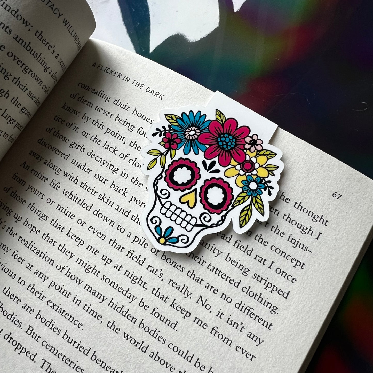 Floral Skull Bookmark