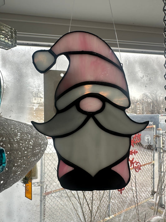 Pink Stained Glass Gnome