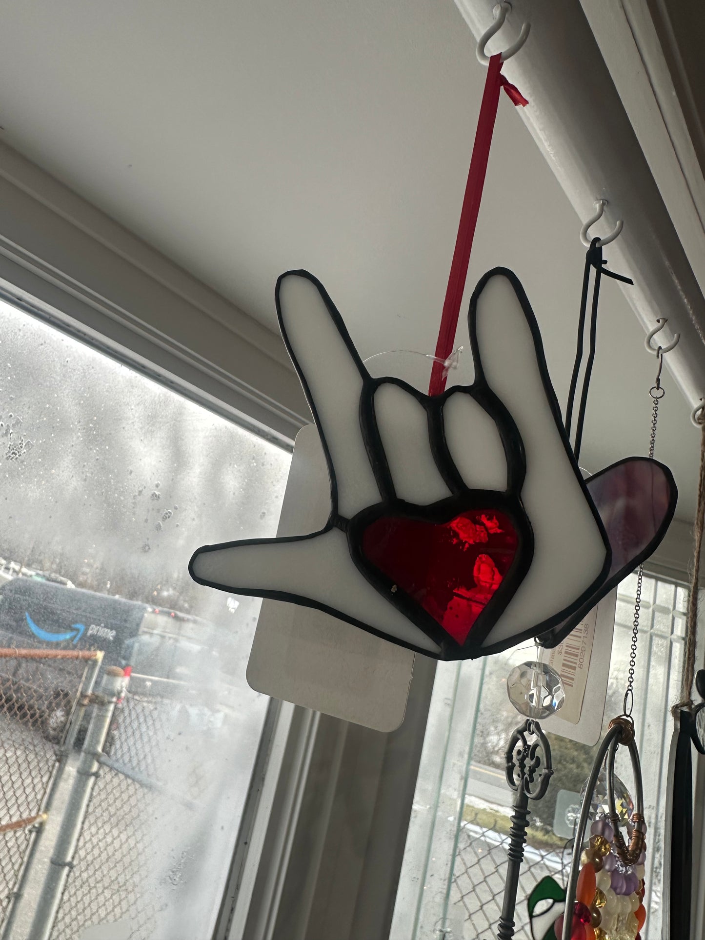 Stained Glass i Love you sign language