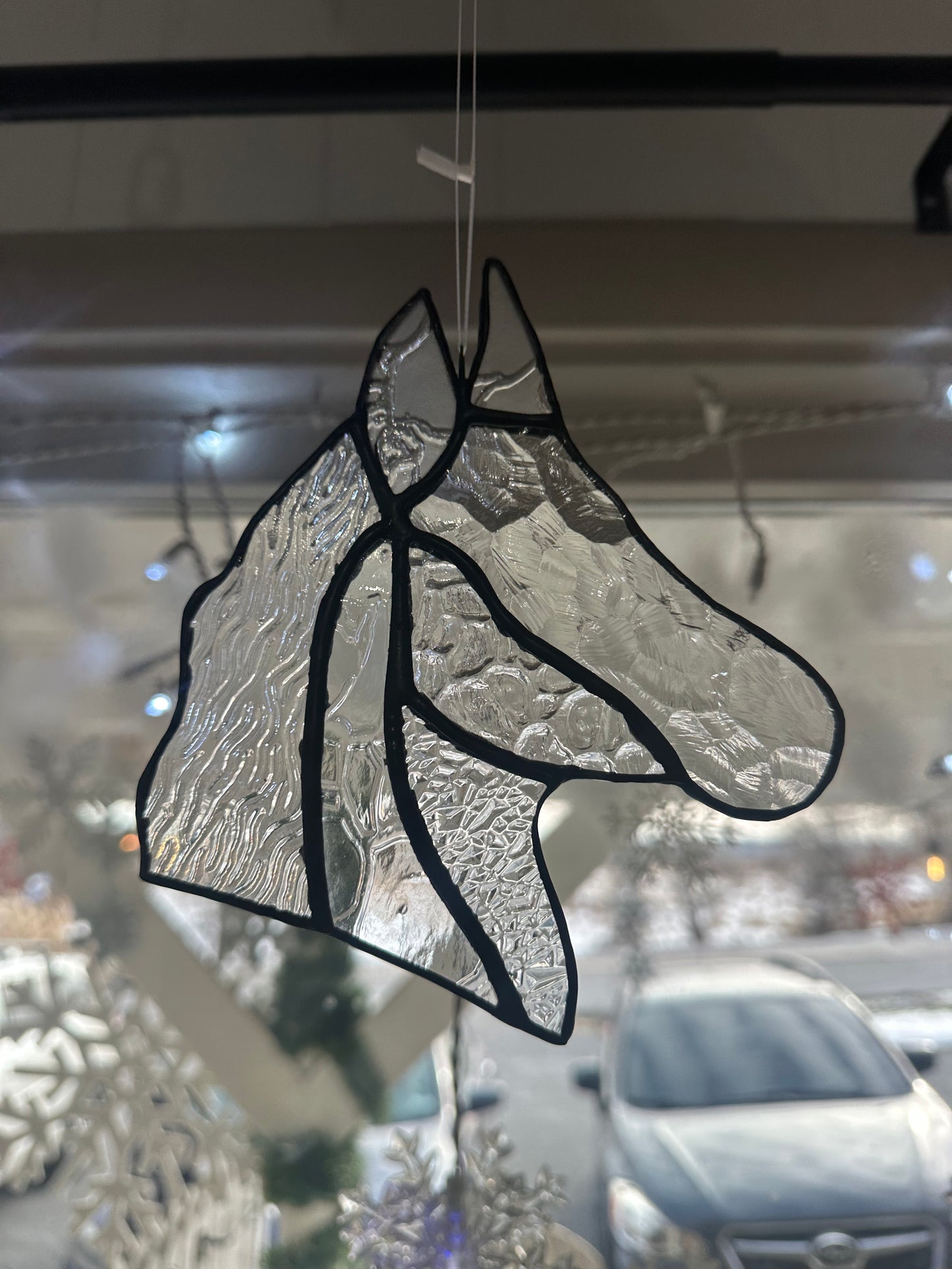 Clear glass horse