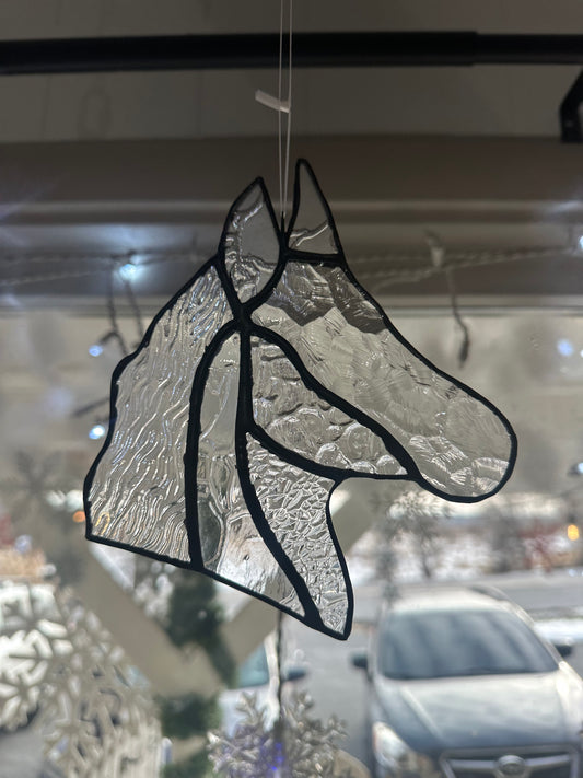 Clear glass horse