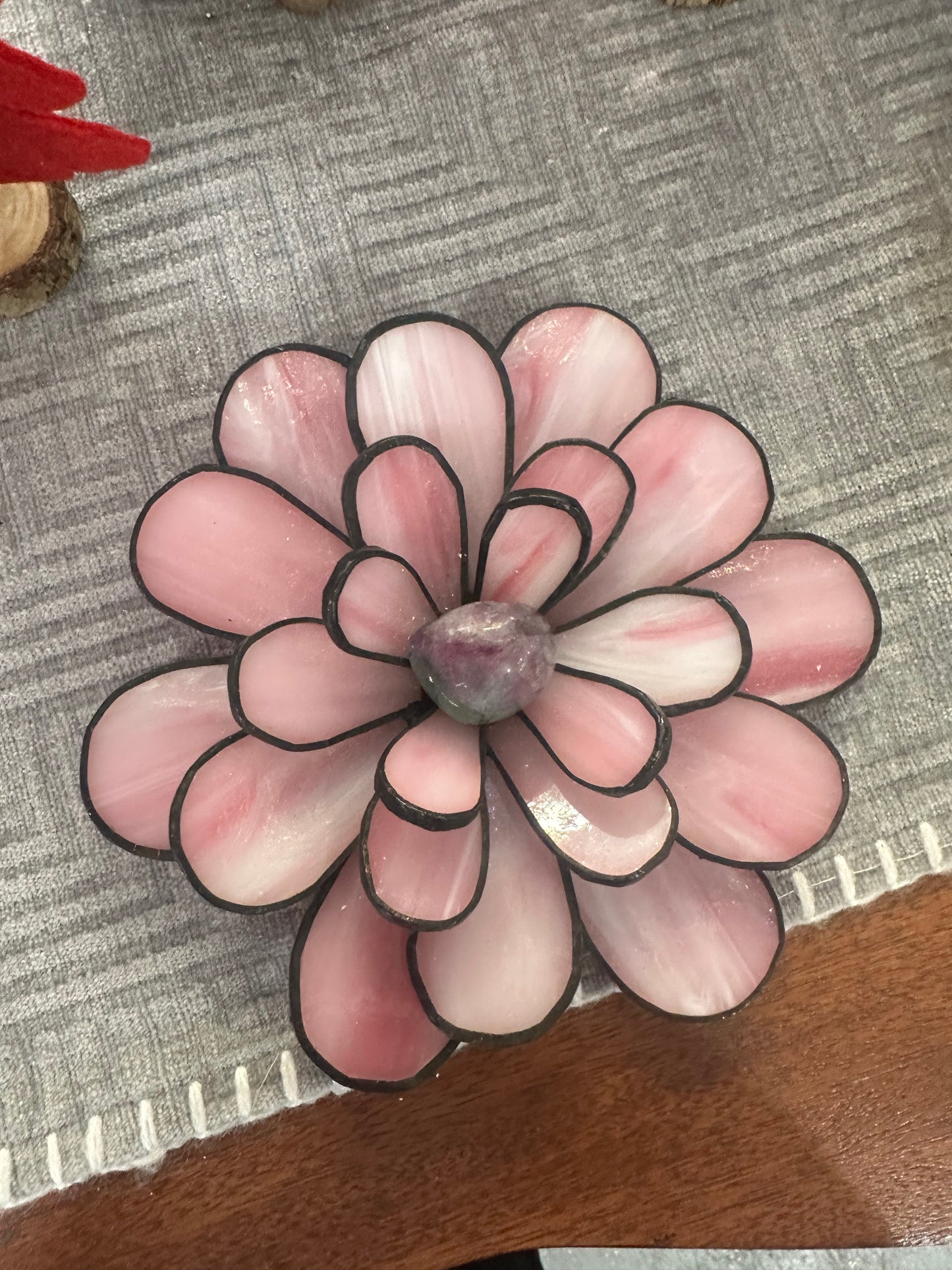 Stained Glass 3D Pink Flower