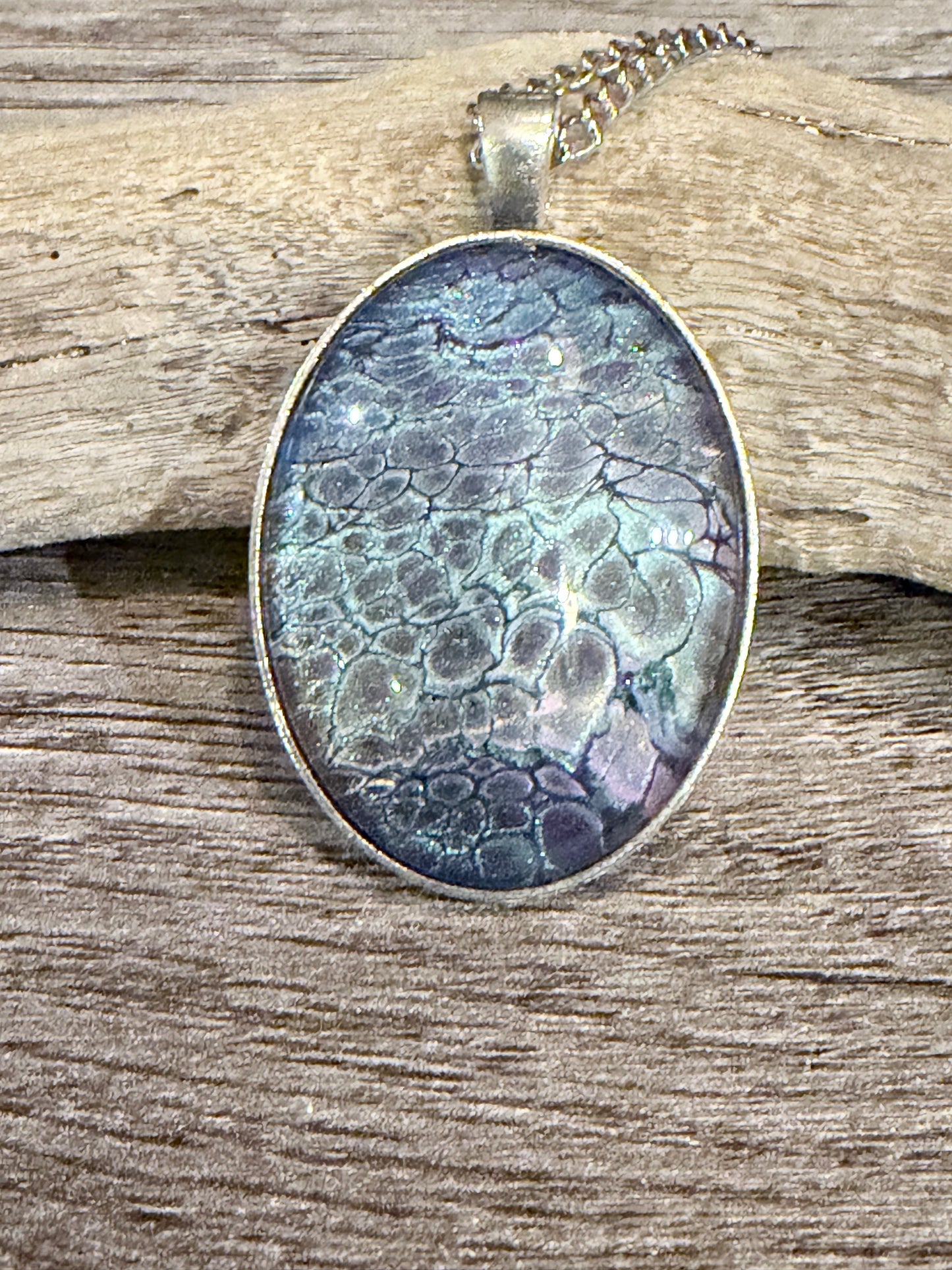 Oval Fluid Art Necklace