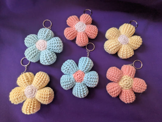 Flower Power Crochet keychain/ bookbag charm