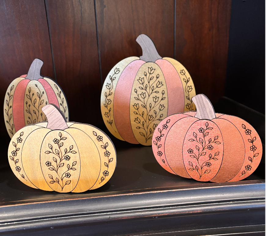 Floral Vine Engraved Pumpkin
