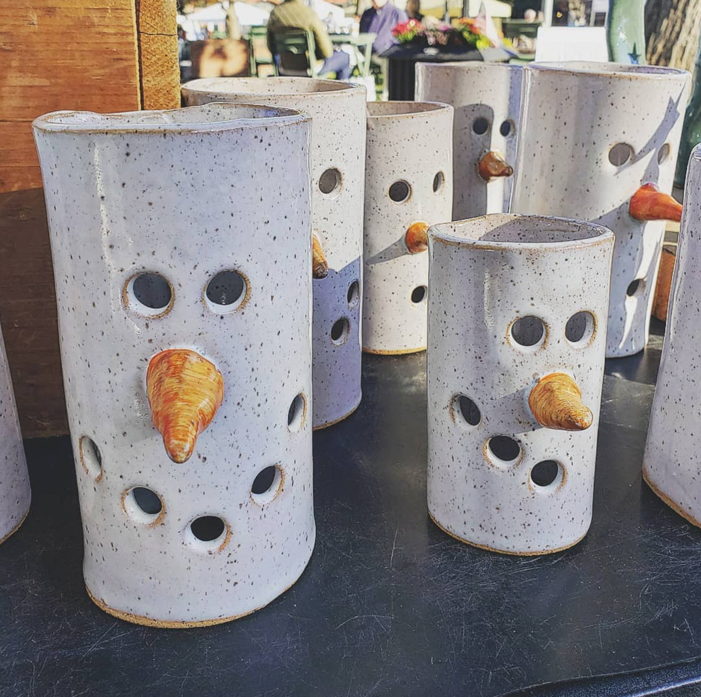 Snowman Luminary - Christmas Pottery - Candle Holder