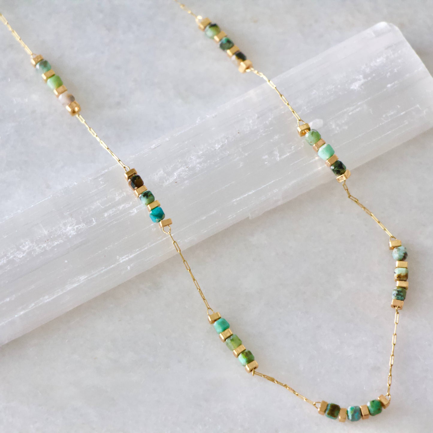 Square Stone Beaded Chain - Apatite, Amazonite, Labradorite,