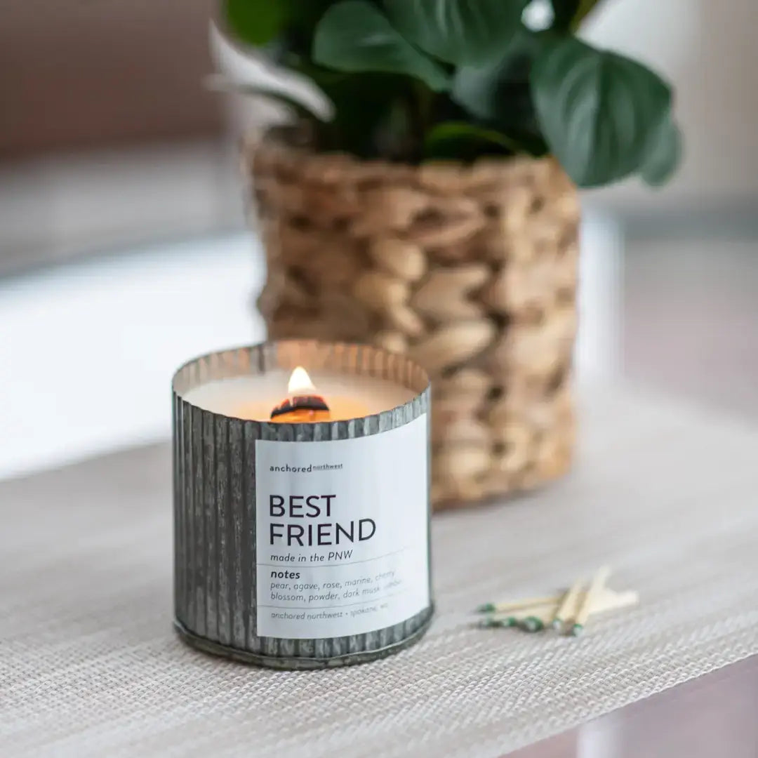Coastal Cottage Rustic Vintage Wood Wick Candle
