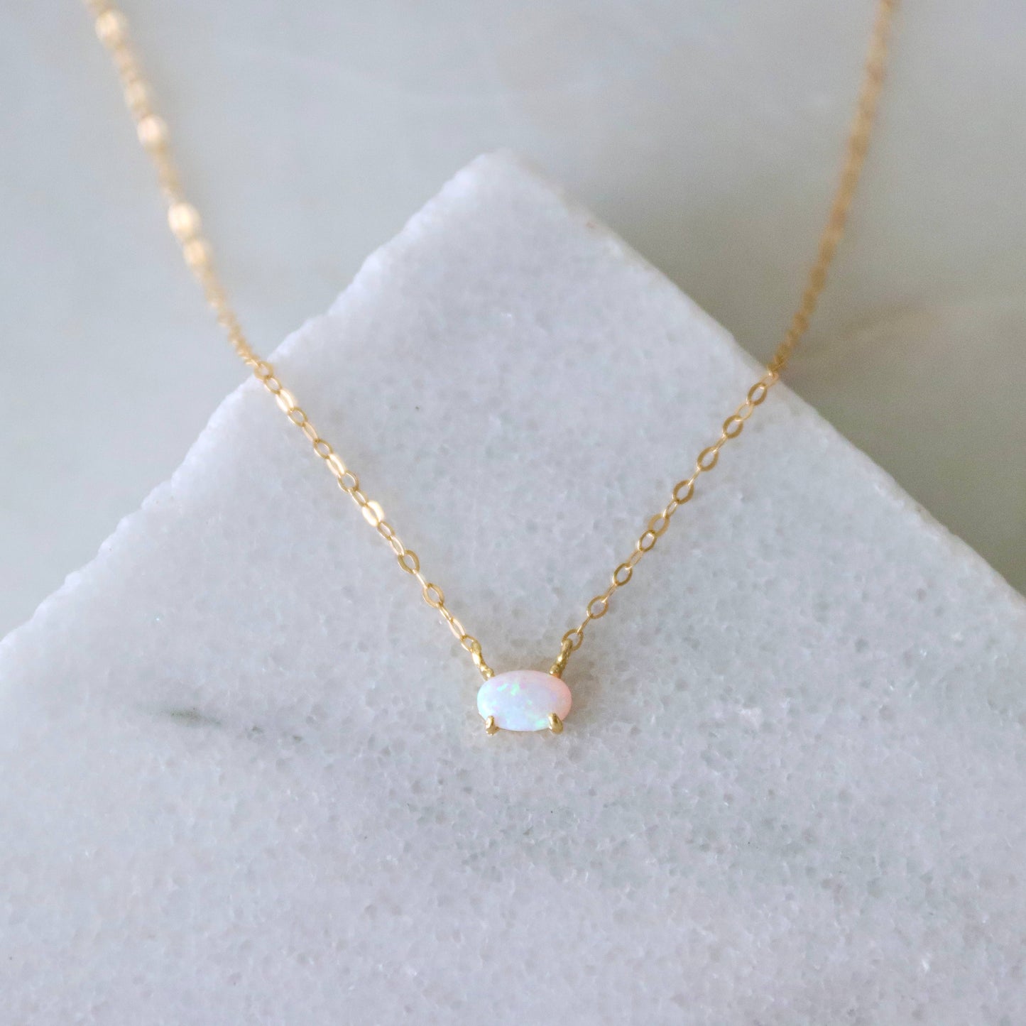 Mini Oval Opal Necklace