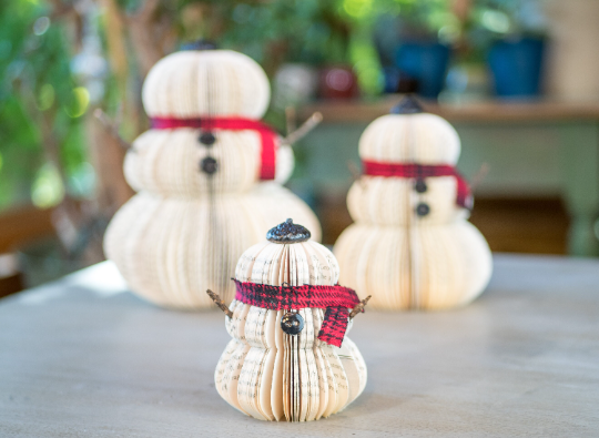 Book Page Snowman-Christmas Decor-Book Gift-Literary Decor