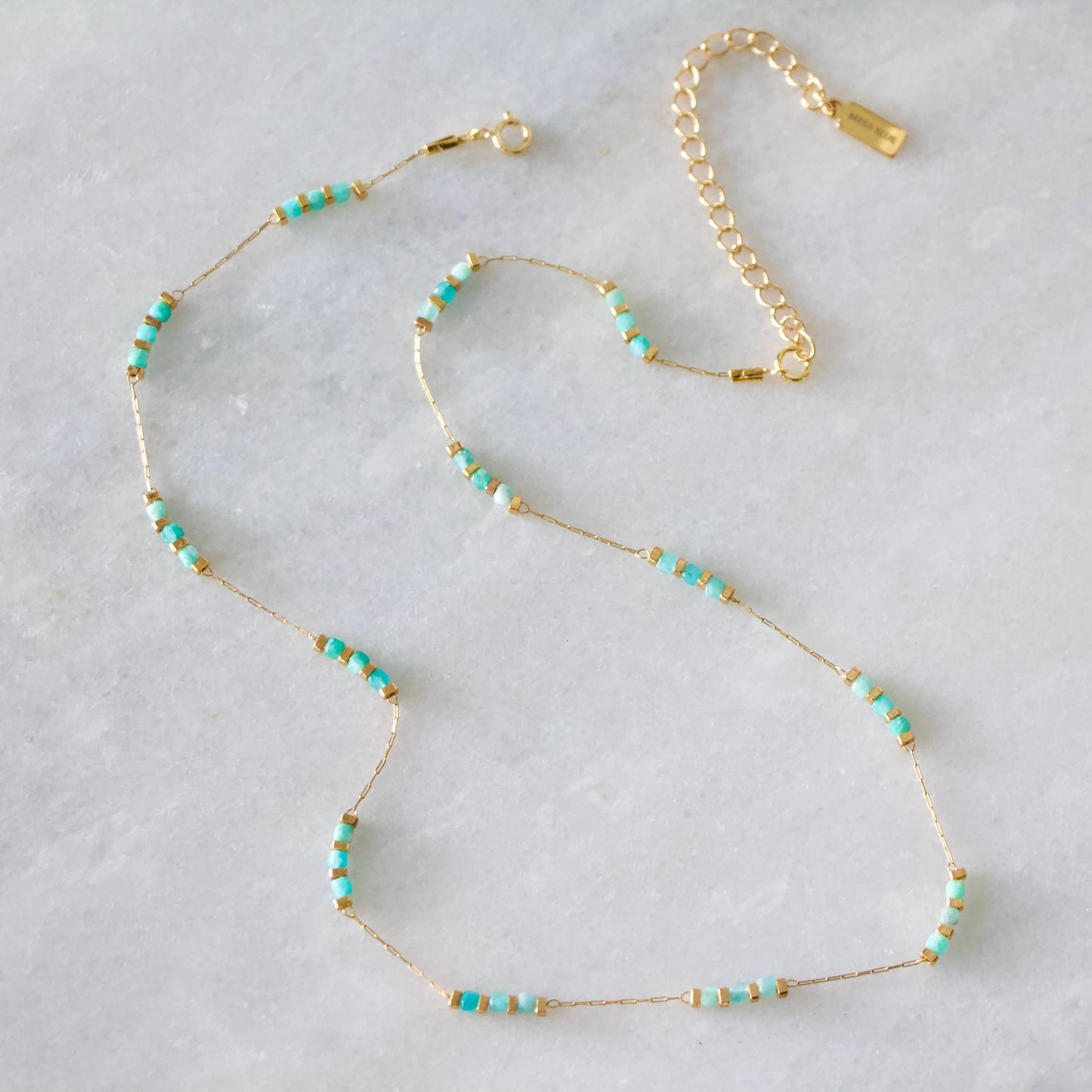 Square Stone Beaded Chain - Apatite, Amazonite, Labradorite,