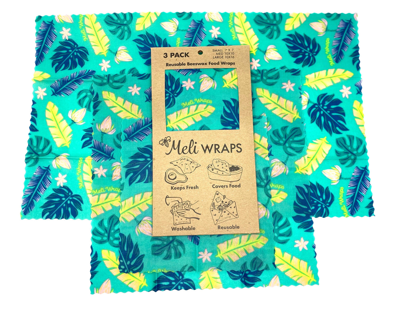Reusable Beeswax Wraps- MeliWraps 3 Pack Assorted Collection