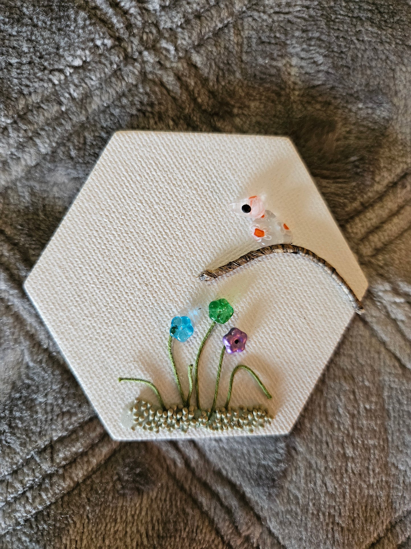 Bird on Branch: Sea Glass Magnet