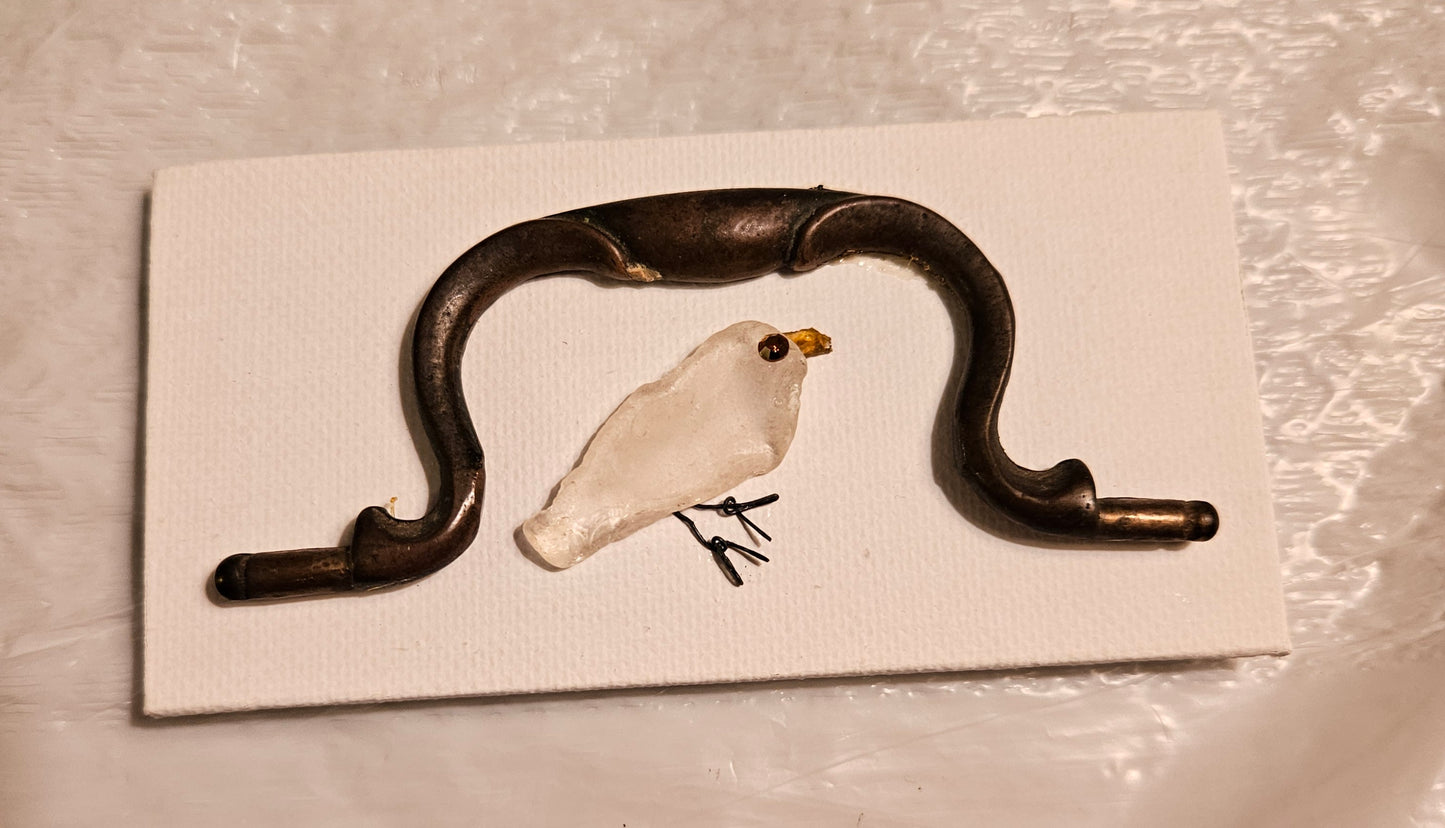 Bird under Handle: Sea Glass Magnet