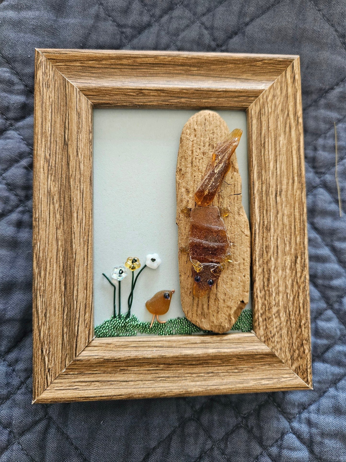 Sea Glass Squirrel on Tree