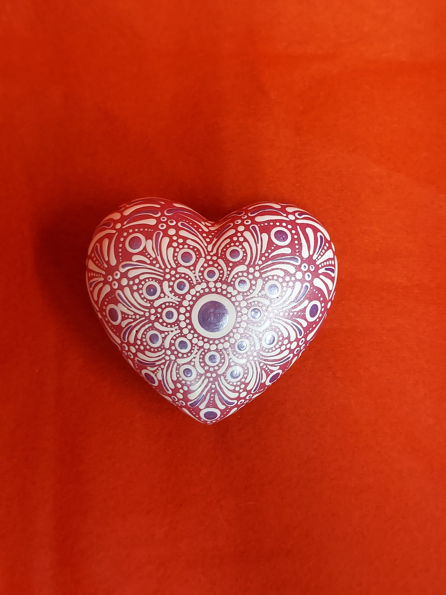 Mandala dot painted 3 inch Heart stones