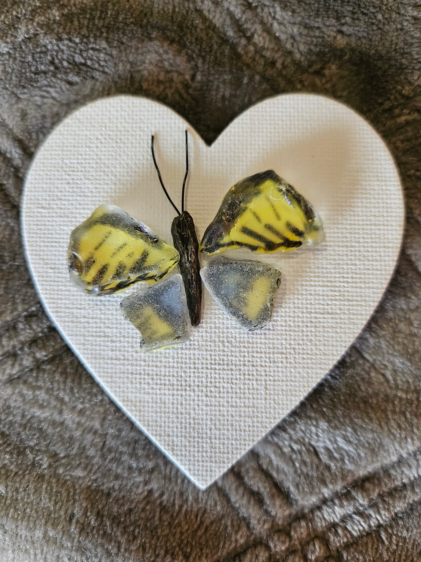 Yellow Butterfly: Sea Glass Magnet