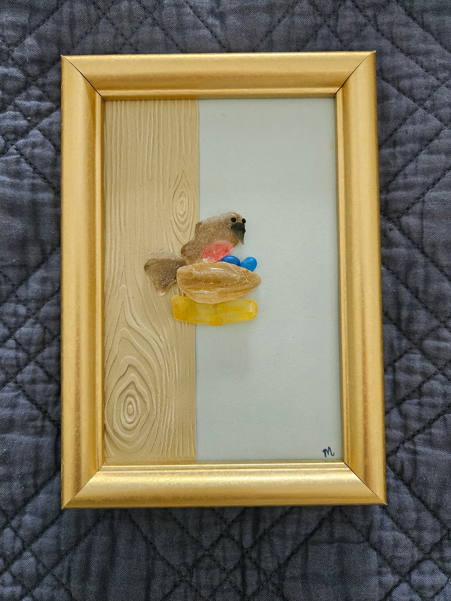 Sea Glass Robin with Nest