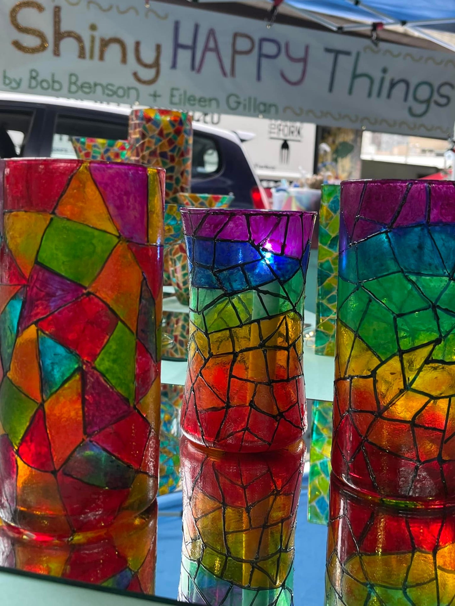 Painted faux stained glass shot glasses & Votives