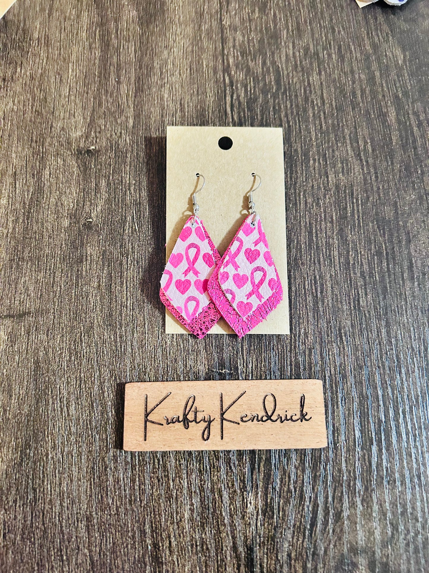 Breast Cancer dangle earrings
