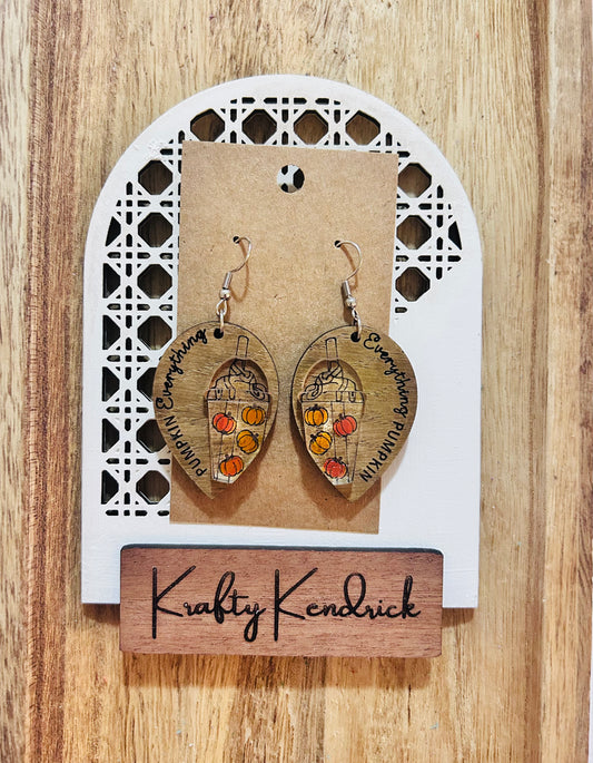 Pumpkin Everything wooden earrings