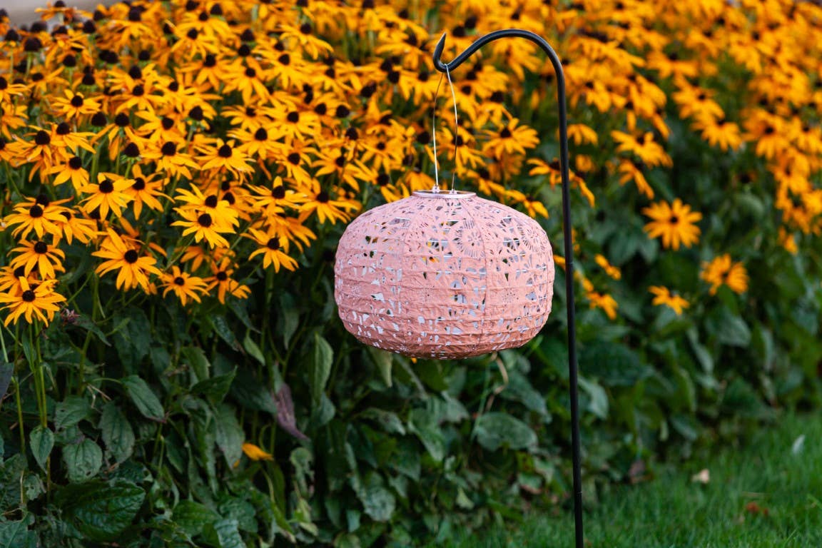 Stella Square Sunflower 11" Solar Lantern - Clay