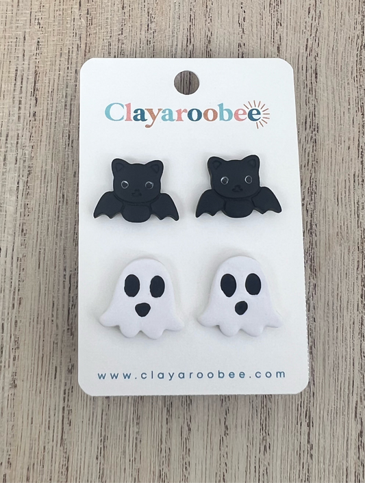 Bats & Ghosts Stud Earring Set