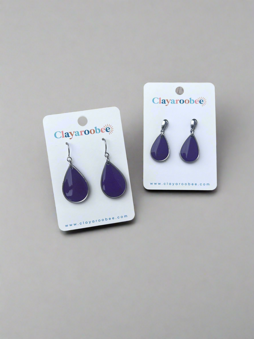 Silver Trim Purple Teardrops