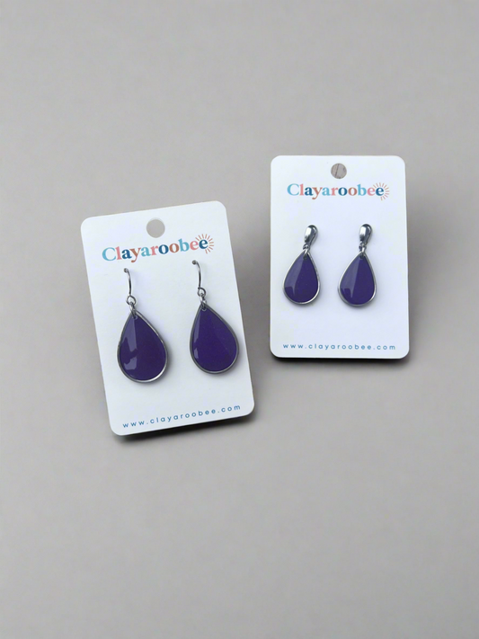 Silver Trim Purple Teardrops