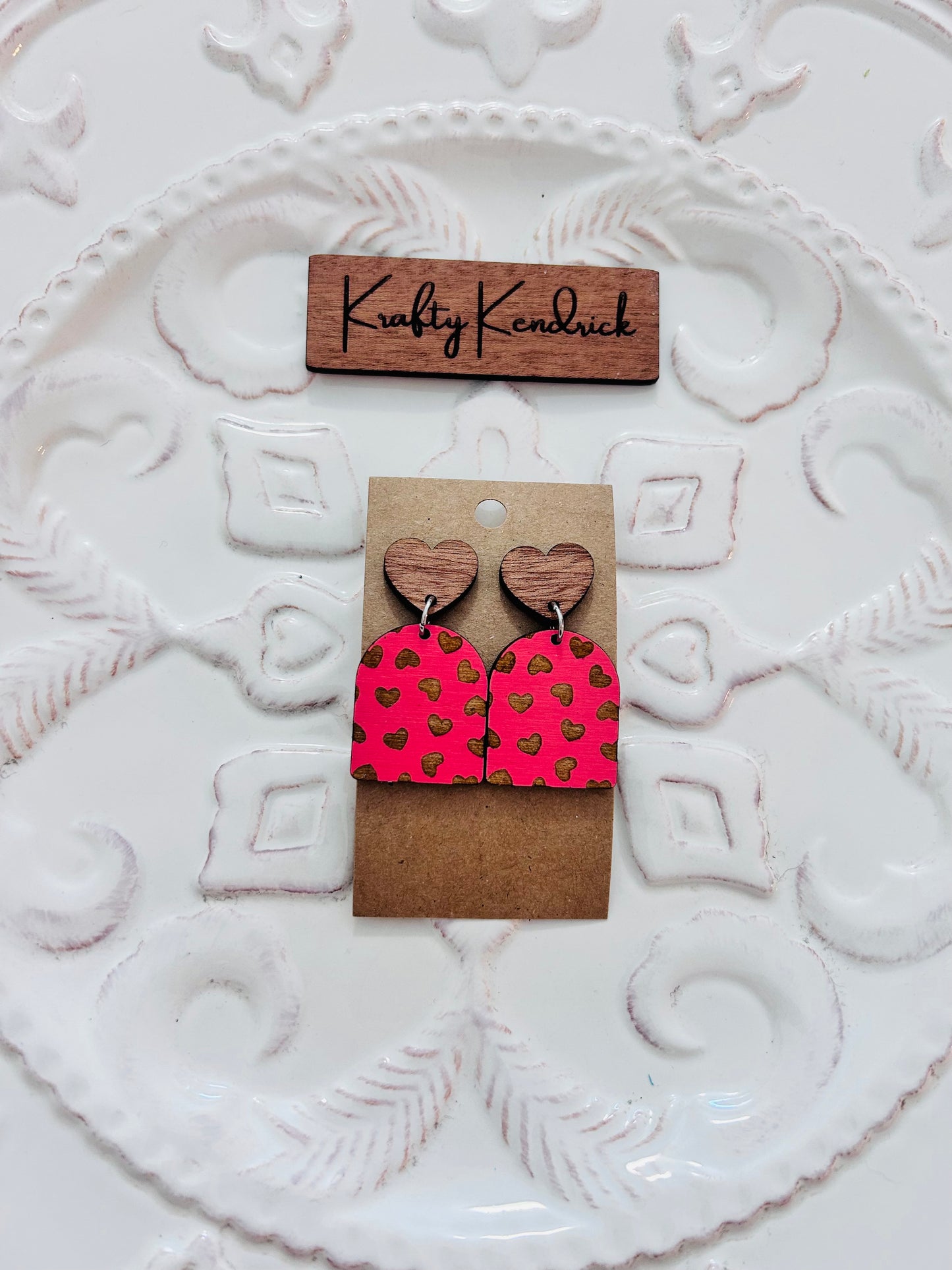 Wooden Valentines earrings