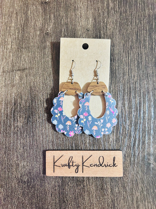 Dangle Earrings with wooden connector