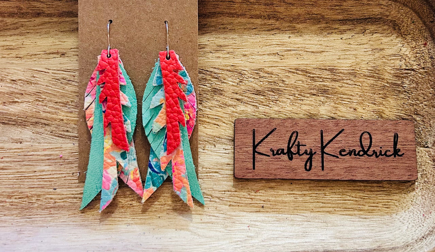 Summer time colors with feather-like layers Dangle Earrings