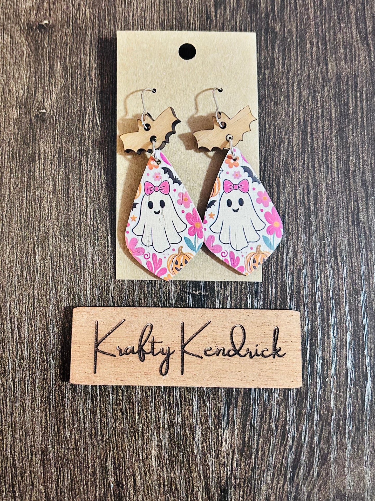 Pink ghost Dangle earrings
