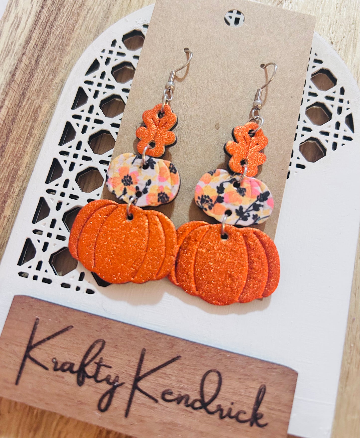 Orange layered Pumpkin Earrings