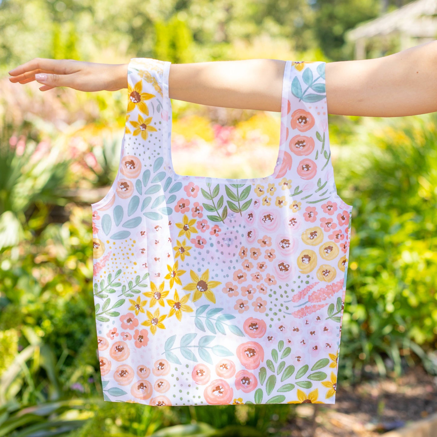 White Floral Reusable Bag