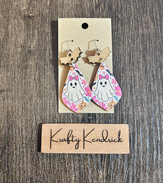 Pink ghost Dangle earrings