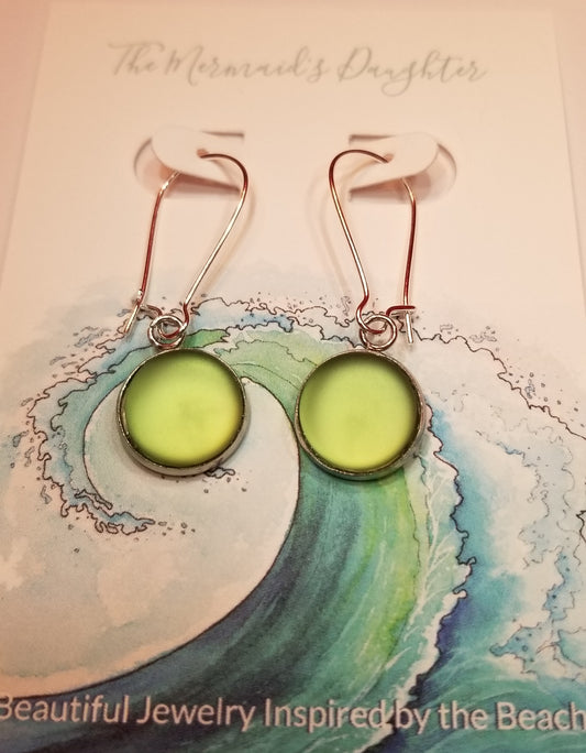 Bezel set sea glass earrings