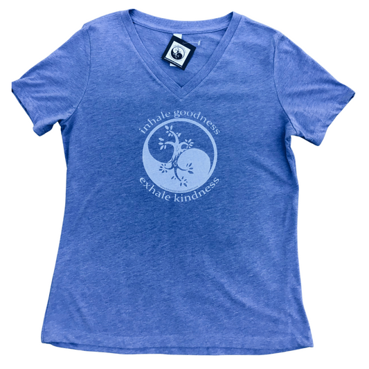 Ladies Relaxed Fit V-Neck Short Sleeve Tee Inhale Logo