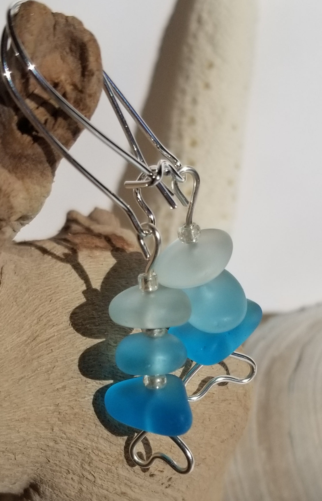 stacked sea glass earrings