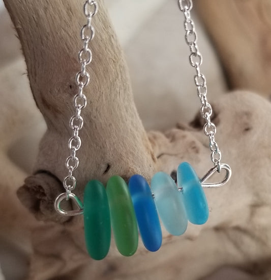 stacked sea glass necklace