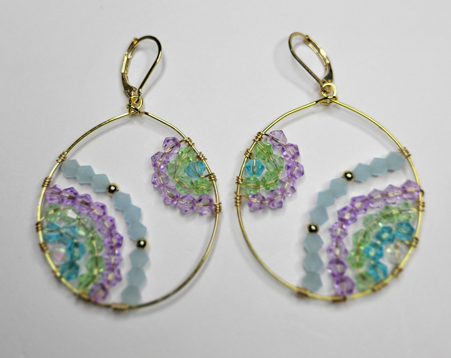 beaded dangle hoop earrings