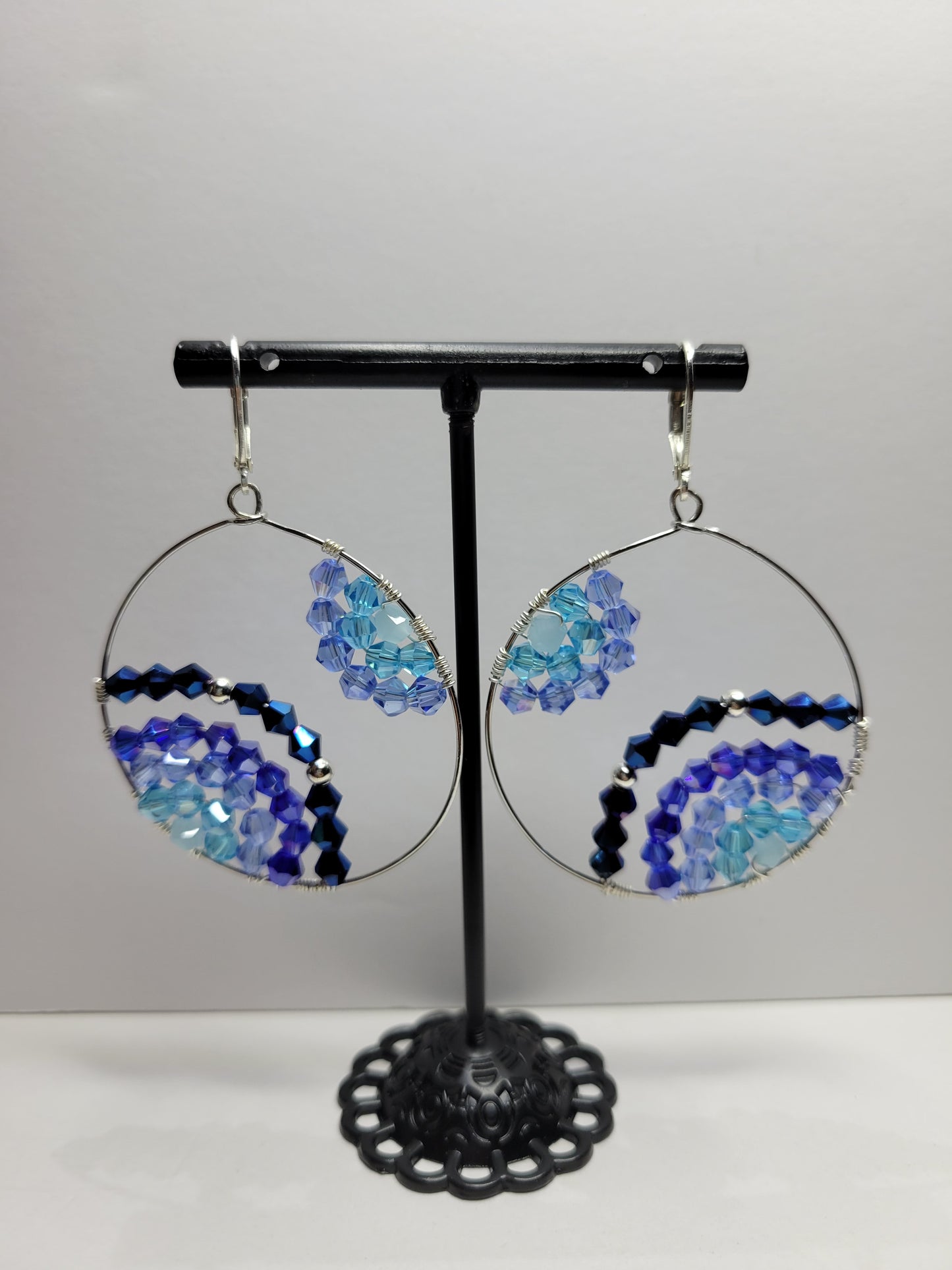 beaded dangle hoop earrings