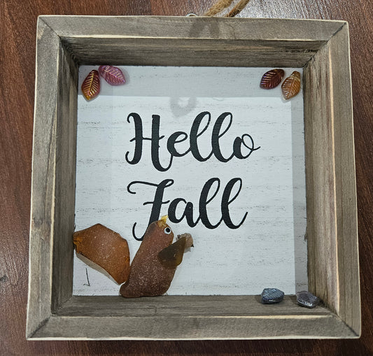 Hello Fall Shadowbox with Squirrel