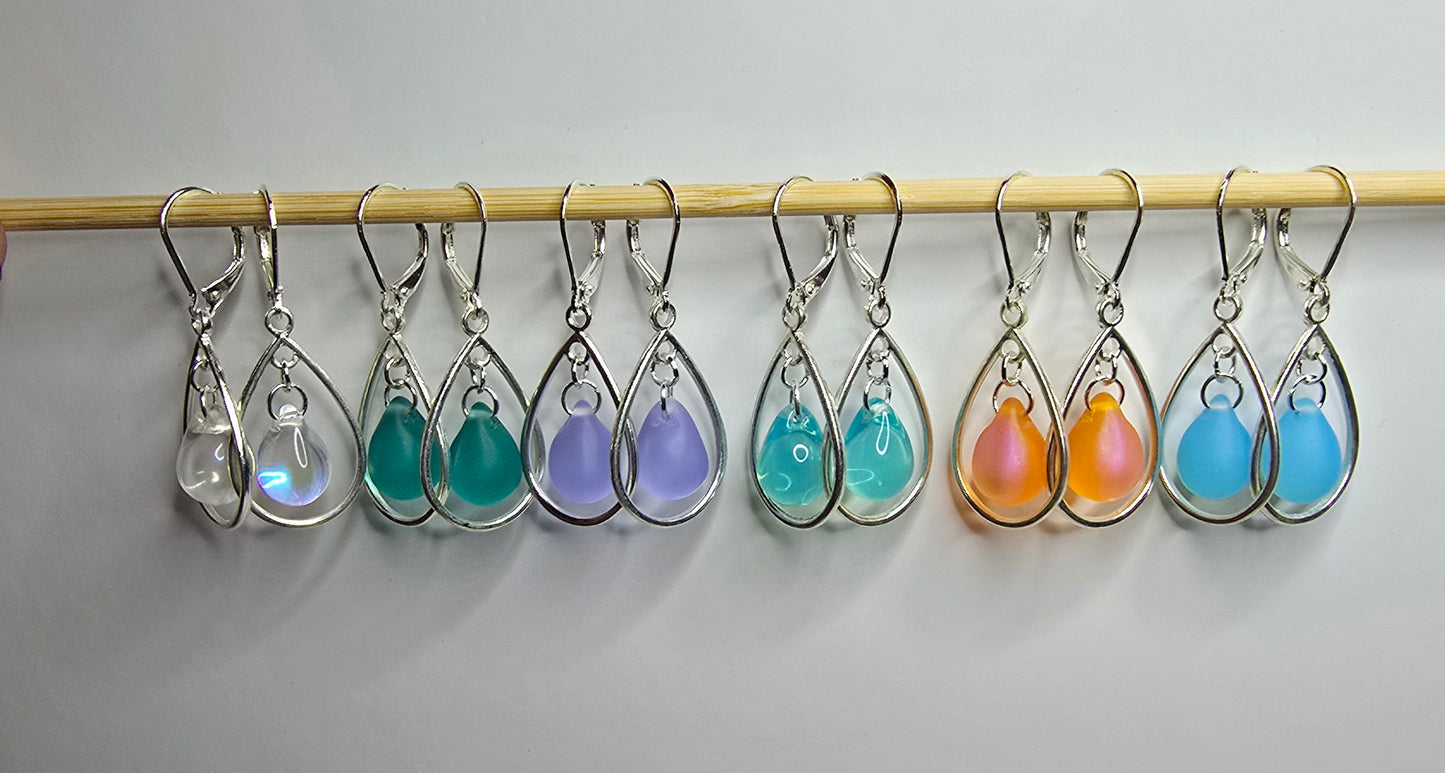 Halo teadrop sea glass earrings