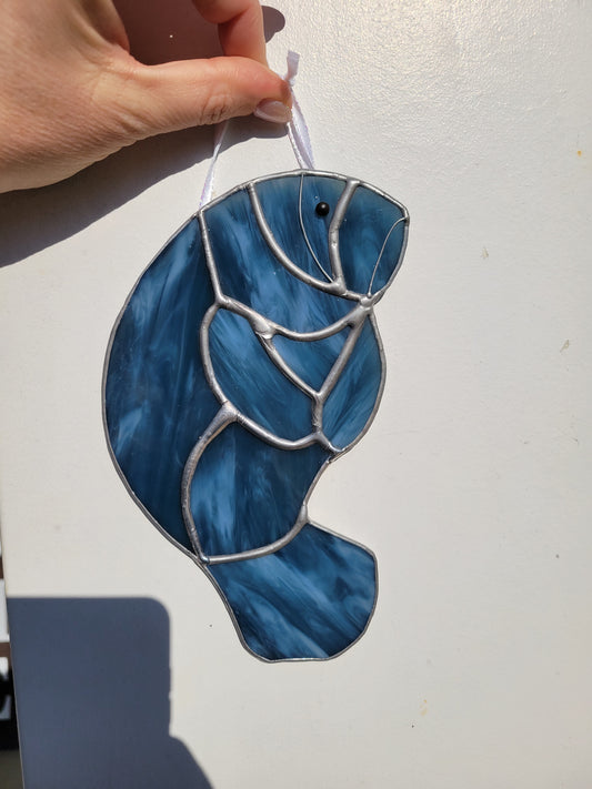 stained glass manatee