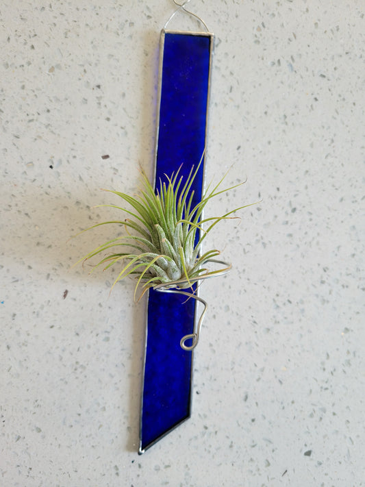 stained glass blue airplant holder