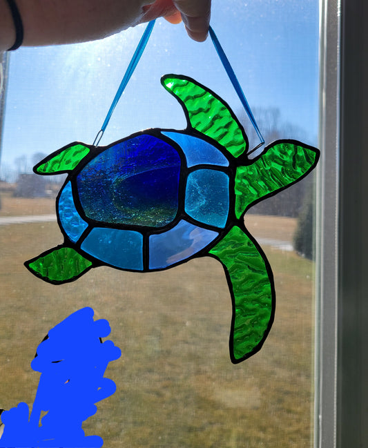 Medium stained glass turtle