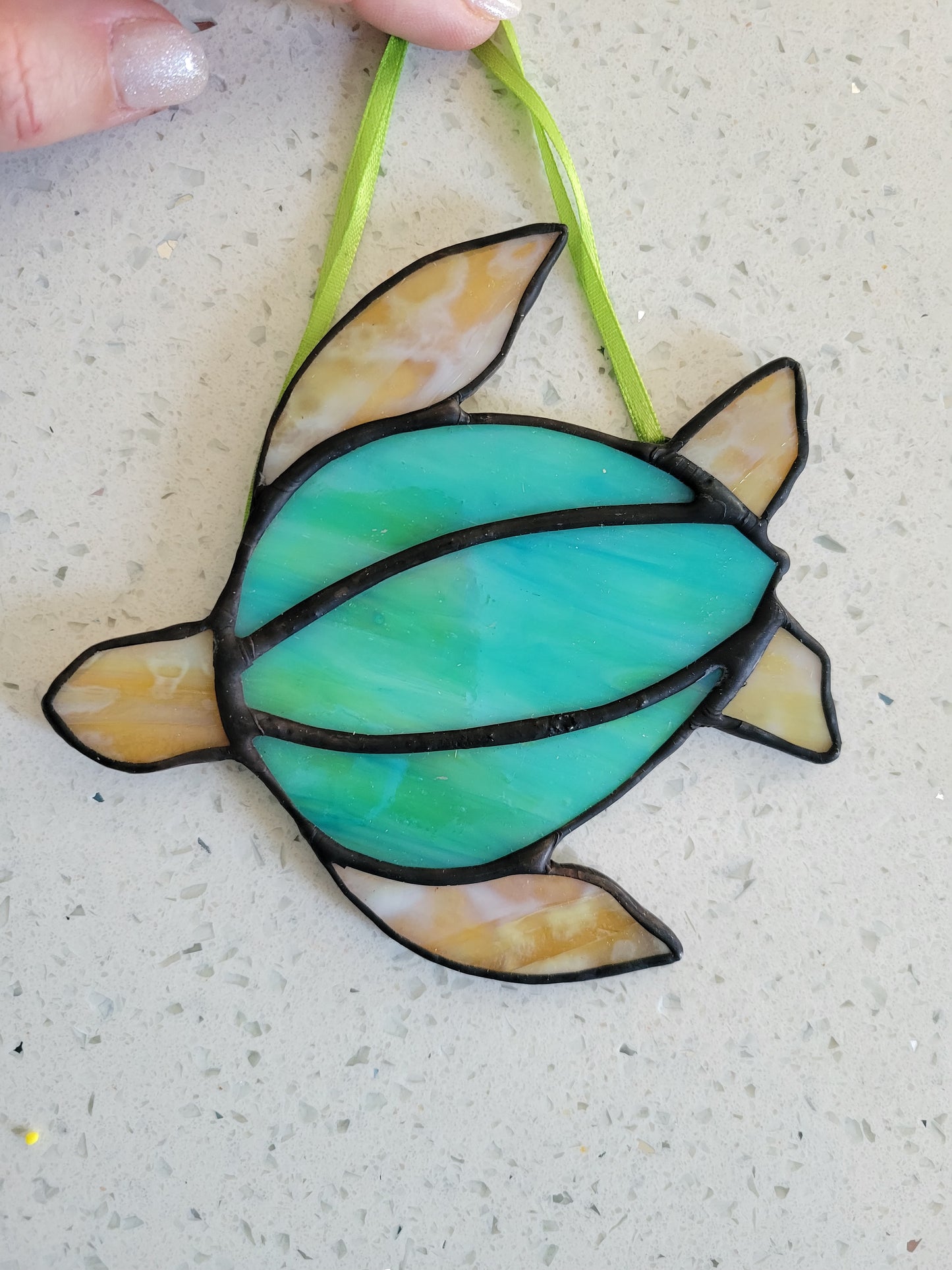 small stained glass turtle