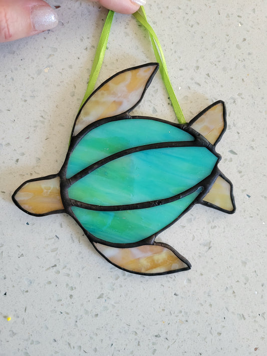 small stained glass turtle