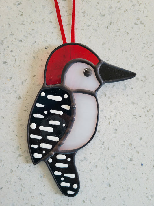 stained glass woodpecker